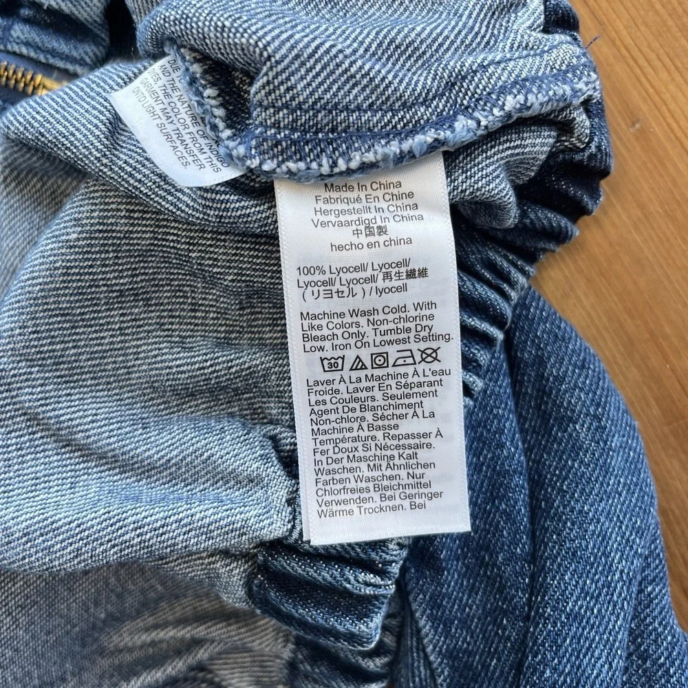 J. Crew Women's Denim Bomber Jacket Size Medium Drapey Denim Cropped Classic - Picture 9 of 13